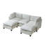 Canapé modulaire 96,5 po pour salon, canapé rembourré en chenille douce avec rangement, canapé 3 places avec deux repose-pieds en forme de U beige-323569574