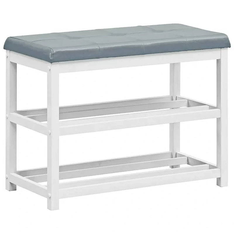 Banc de rangement Manni, Blanc / gris