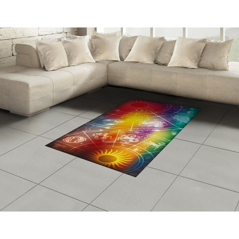 Astrology High Density Long Fiber Poly Threads Decorative Area Rug Carpet, Rectangle 4' x 5'8"