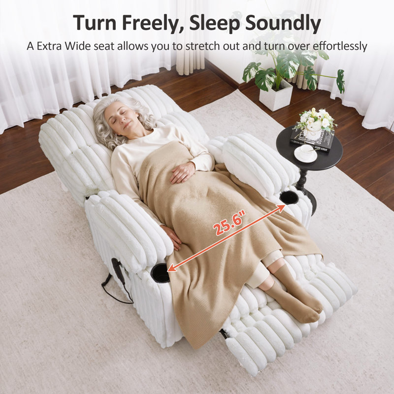 180° Lay Flat Power Recliner Lift Chair with Full-Body Heating, White