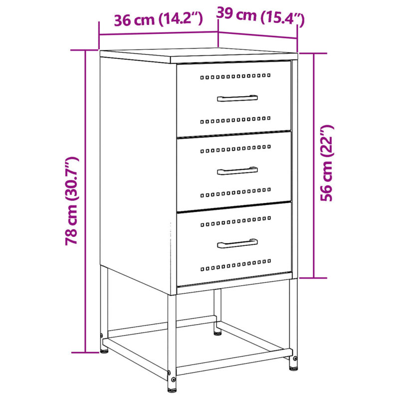 Raddatz 36cm W Steel Bedside Table, Mustard Yellow, Set of 2