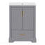 Meuble-lavabo 24 po avec lavabo, armoire en MDF avec structure en bois massif, 1 tiroir divisé et 2 portes à fermeture douce avec double tablette sur la porte, meuble-lavabo autoportant-609347464