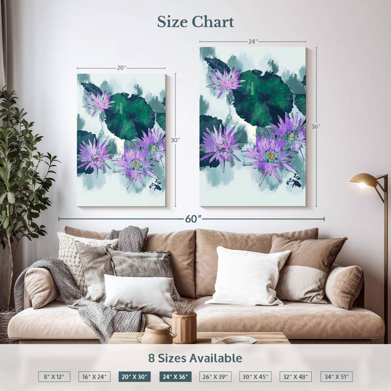 Harnek Abstract Water Lilies, 36" H x 24" W