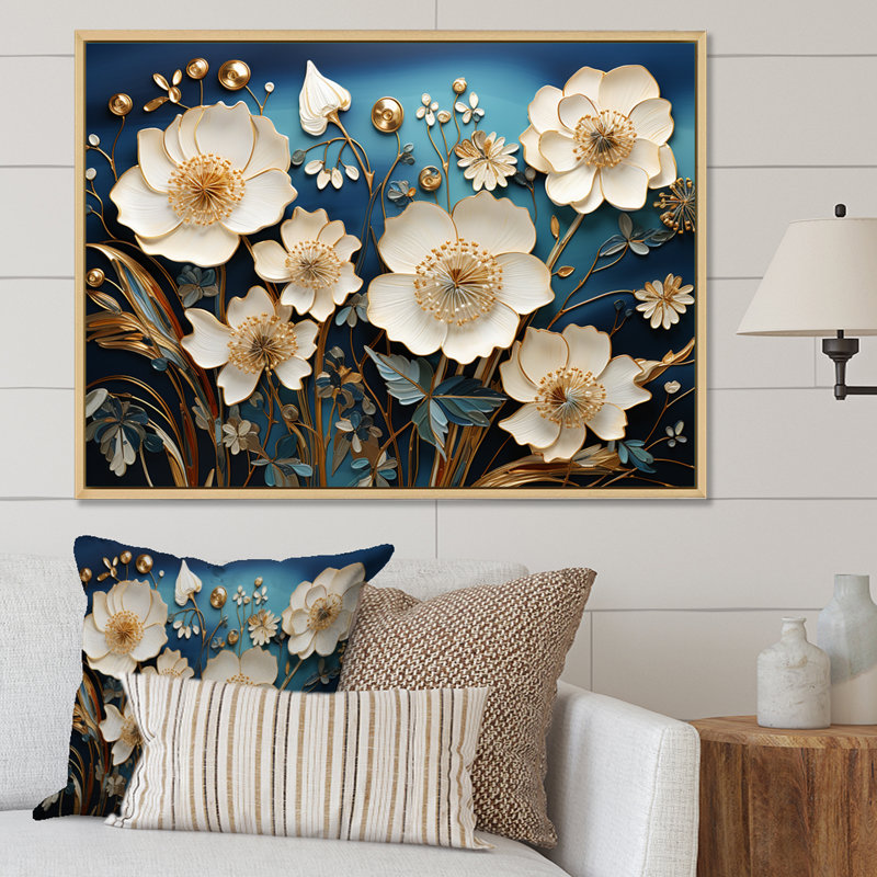 Souvenirs de coquelicots, rêves de fleurs, H 16 po x l 32 po x P 0,5 po, Cadre flottant blanc