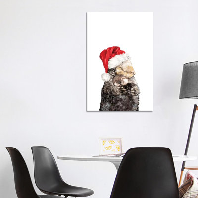 Christmas Otter Mother and Child 1 Piece Wrapped Canvas Wall Art