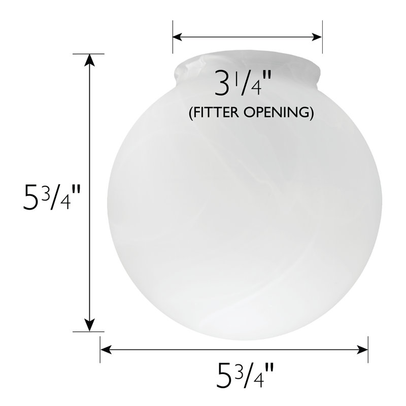 5.75 Inch Alabaster Replacement Light Glass, Millbridge Collection, White