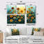 Coucher de soleil au coucher du soleil, champ de couches émeraude III - art mural floral 4 pièces-1026037236-1026037237