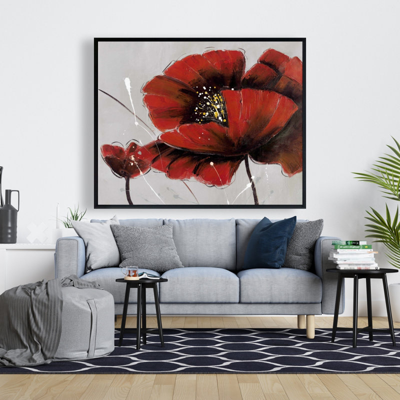 Red Poppy Flowers Print On Canvas