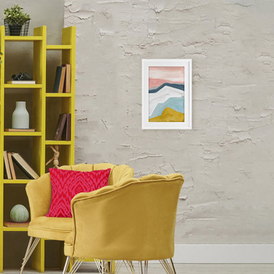 «Pastel Geometric Mountains», reproduction sous verre encadrée, design par B. Danelle