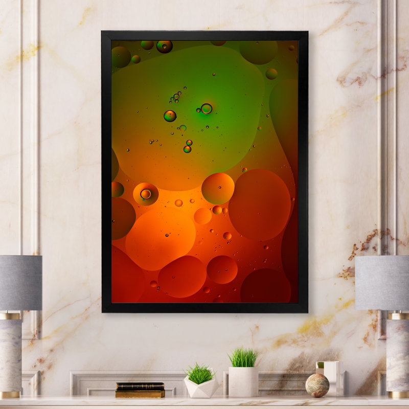 Encre verte verte rouge mélangée sous l'eau II - art mural moderne sur toile, Cadre flottant noir, H 20 po x l 12 po x P 1 po