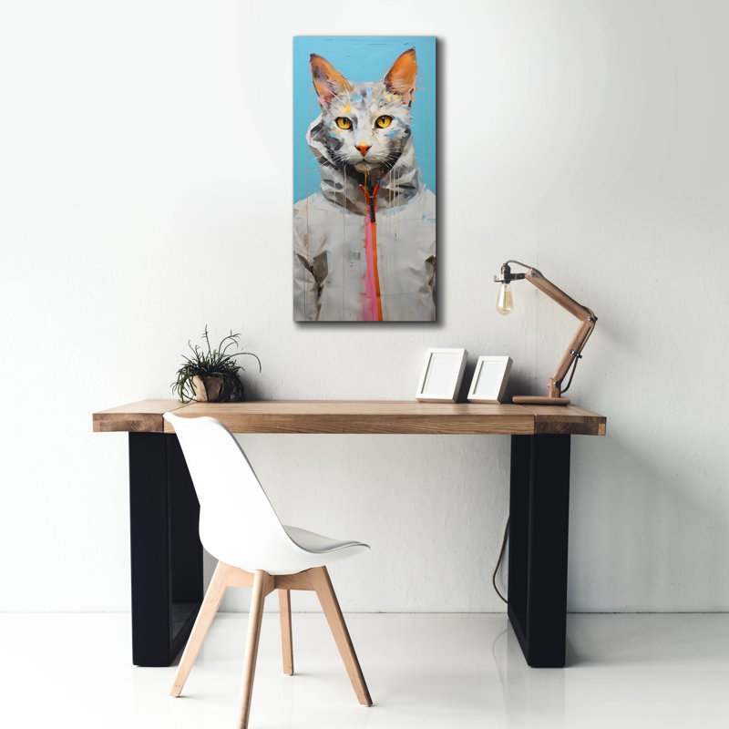 «Cool Cat 1» par Sean Parnell, art mural sur toile, H 40 po x l 20 po x P 1,5 po