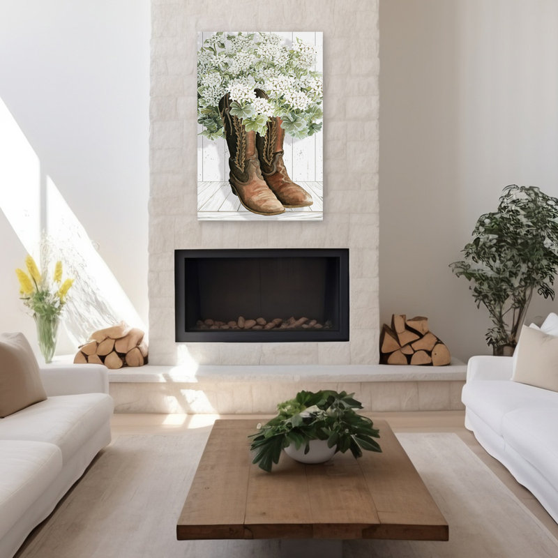 Cow-Cow - bottes de cow-boy rétro, décor floral rustique, art occidental, H 48 po x l 32 po