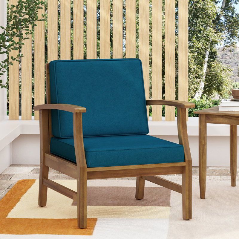 Fauteuil club d'extérieur - Bois d'acacia massif, conception à lattes
