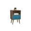 Table de chevet 1 tiroir Mid-Century moderne brun foncé et ardoise bleue Liberty-29646221