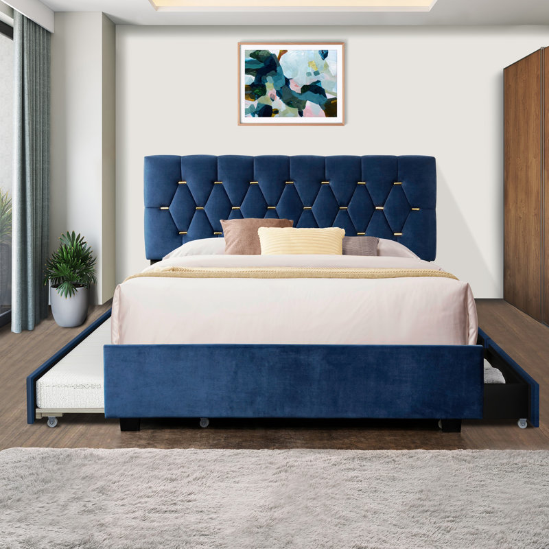 Crupi Upholstered Platform Bed, Blue
