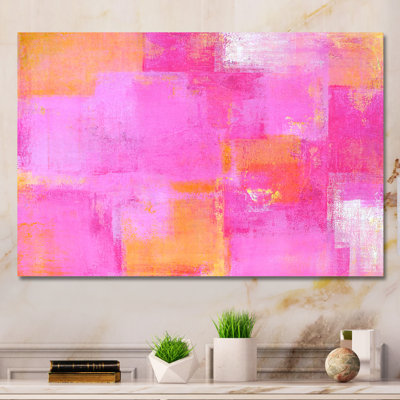 Pink And Orange Colorfields II - Floater Frame Print on Canvas