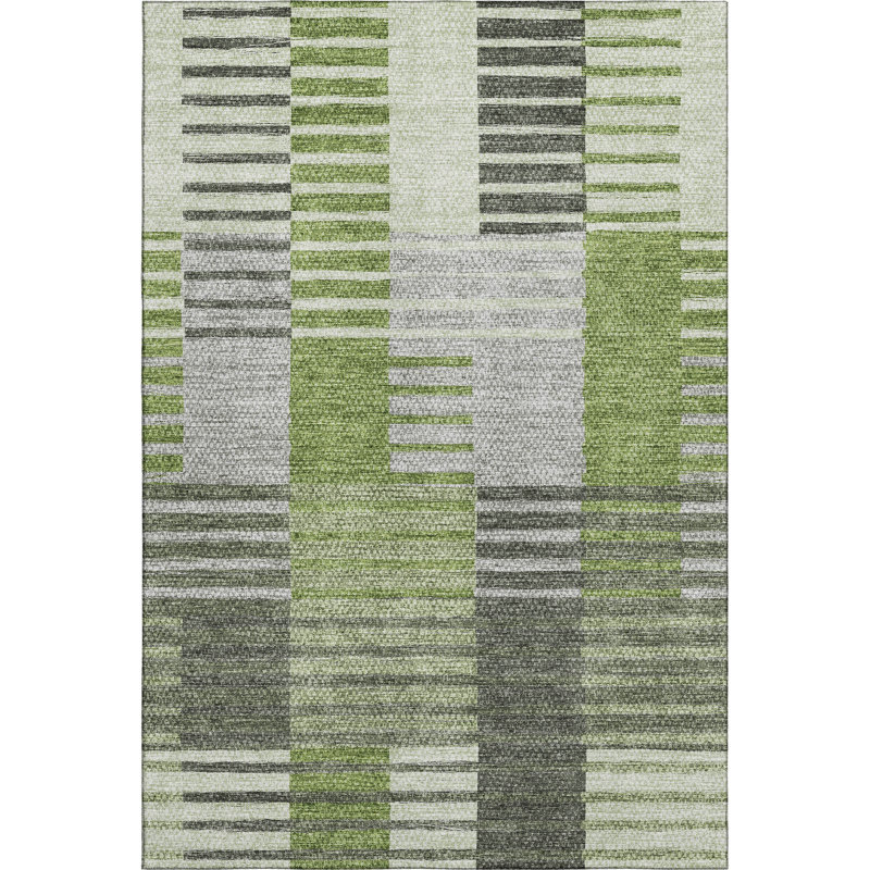 Premium Machine Washable Prisco Green Rug, Rectangle 9' x 12'