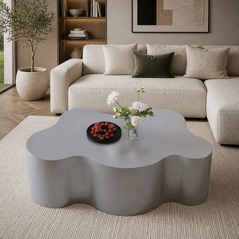 Stainless Steel Top Coffee Table, 39.4"