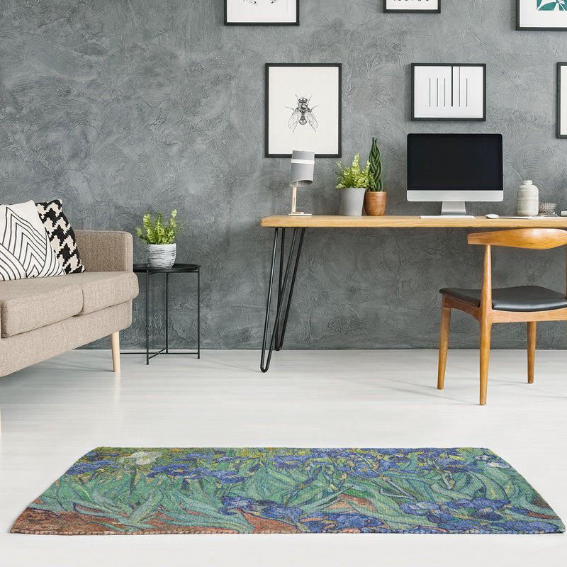 Tapis vert/bleu de chenille irises, Rectangle 2 pi x 3 pi