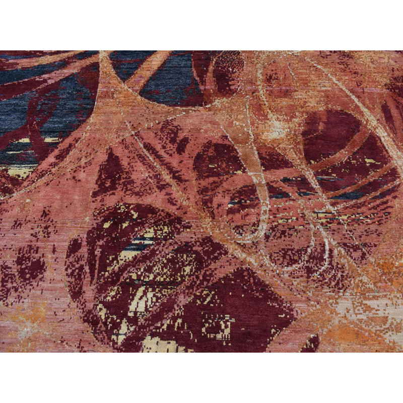 Tapis rouge en laine et soie noué à la main 9 pi 2 po x 12 pi ABEF6EA7A4864A3280E6262F8BDCFE76
