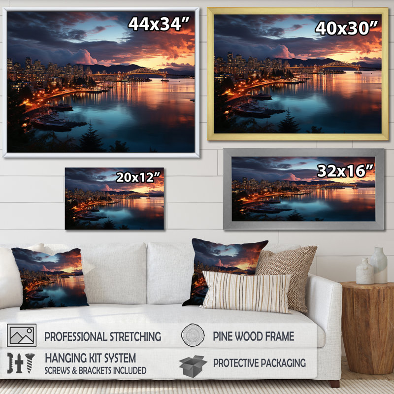 " Canada Twilight ", White Picture Framed, 34" H x 44" W x 1.5" D