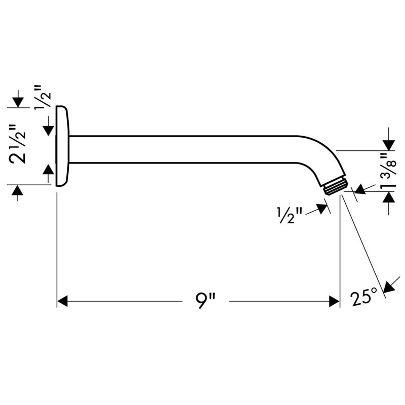 Shower Arm 9", Brushed Nickel