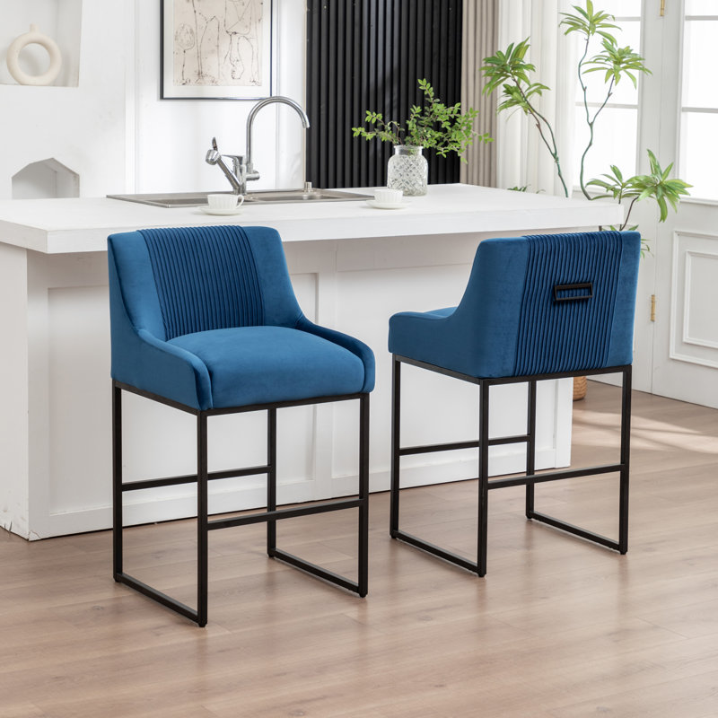 Charney Upholstered Counter Stool, Navy