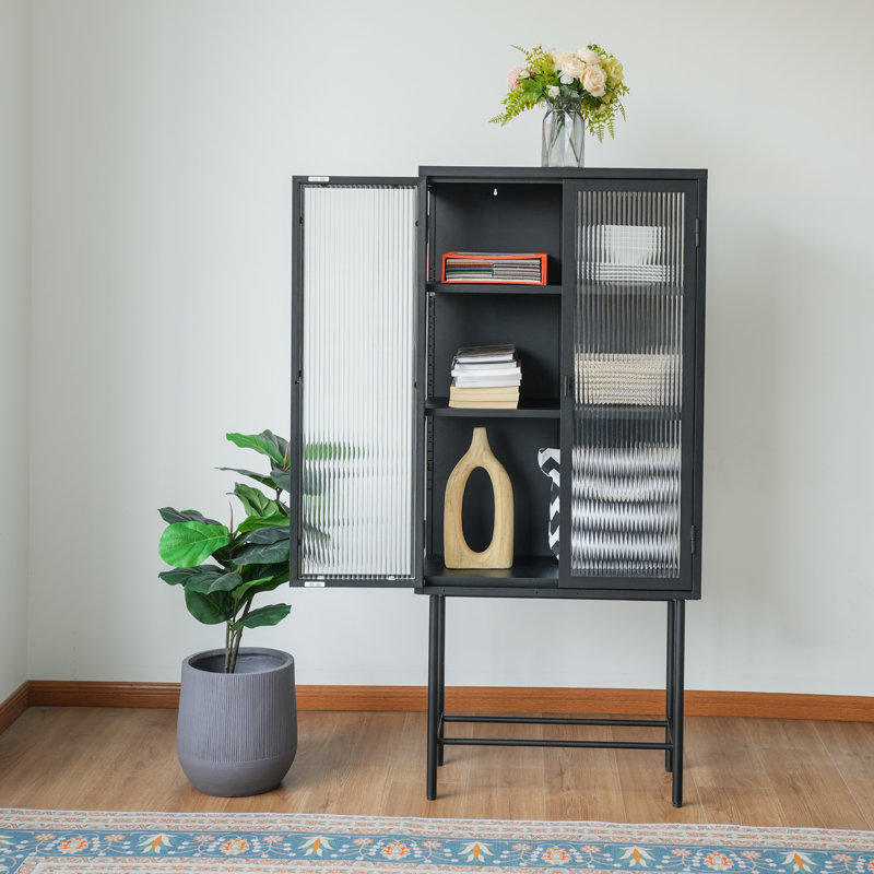 Honoriu 27.68'' Wide 3 - Shelf Storage Cabinet, Black