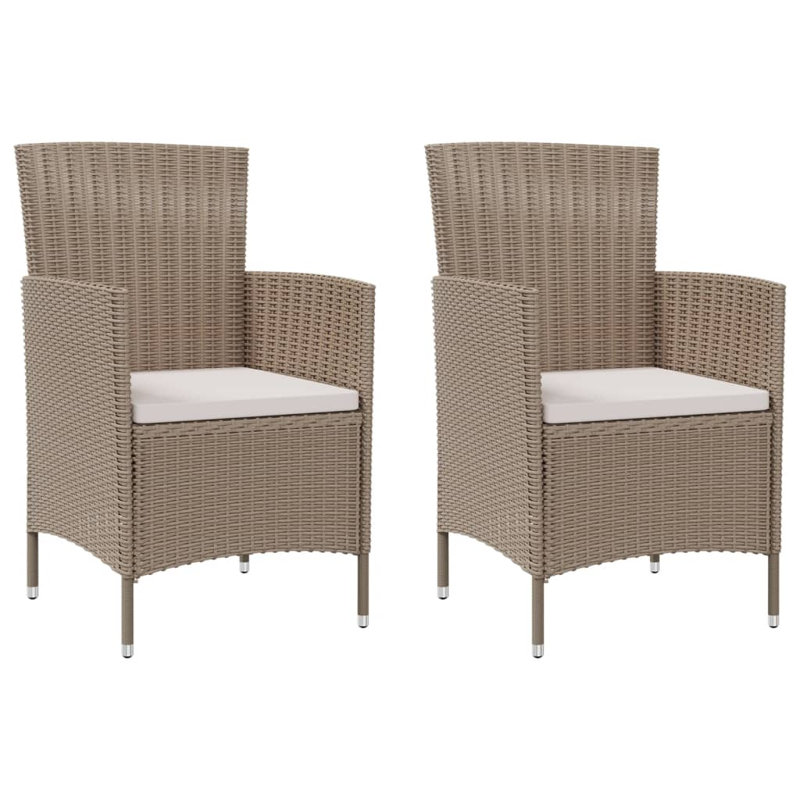 Chaise de patio avec coussin, Noir / brun, Blanc