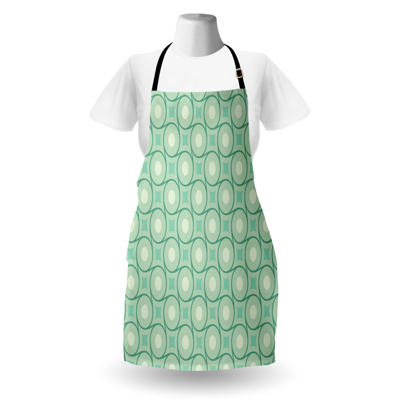 Tablier East Urban Home Mint unisexe, cercles à pois ondulés, taille adulte, émeraude vert amande