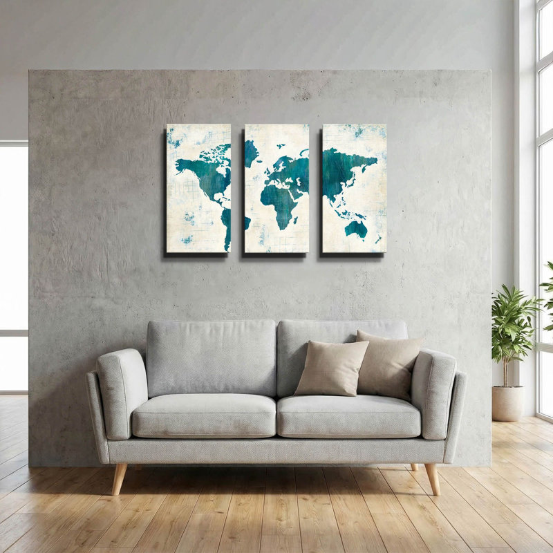 « Découvrez le monde bleu » par Melissa Averinos, triptyque mural, 91,4 cm x 61 cm, 78 po x 34 po