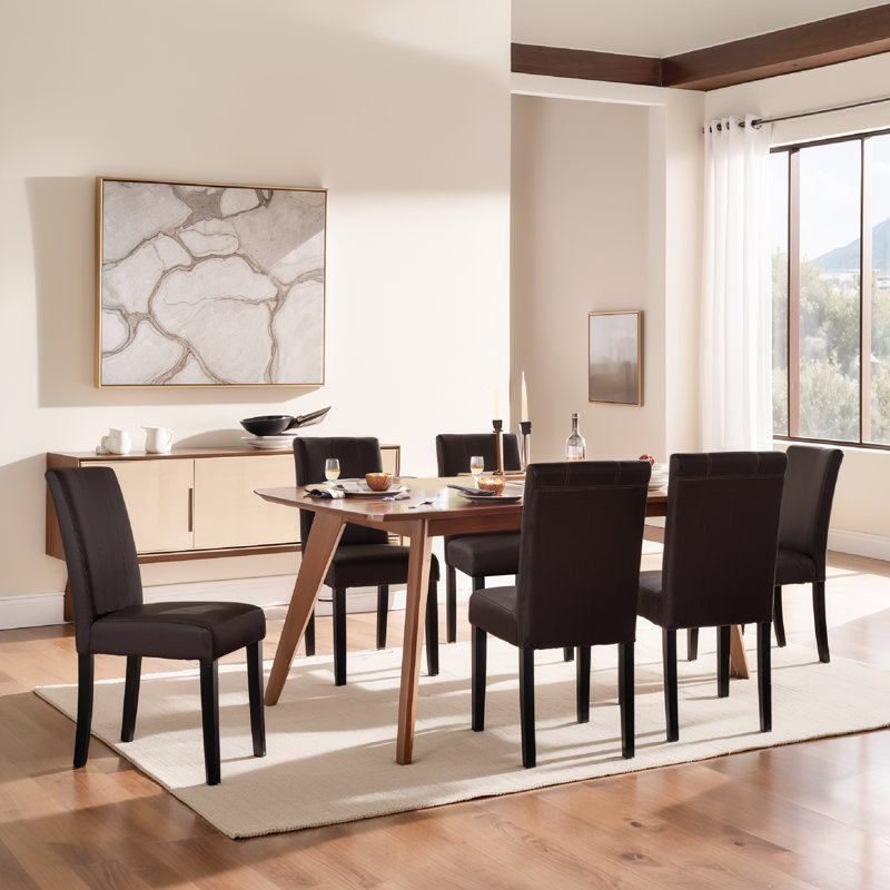 Mitman PU Leather Waterproof Dining Chair, Brown, 2