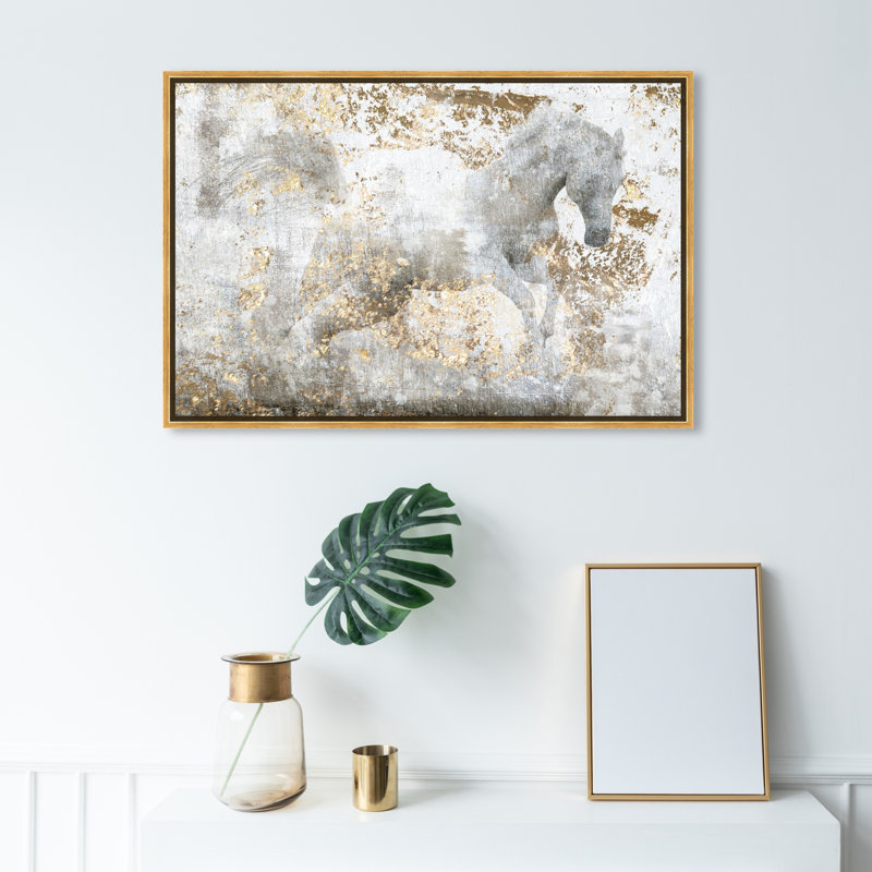 «Animals Courir», reproduction d'art graphique, Cadre doré, L 36 po x H 24 po