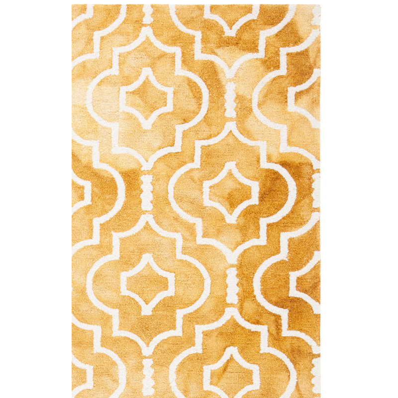 Dip Dye Hand Tufted Wool Geometric Rug, Rectangle 3' x 5'