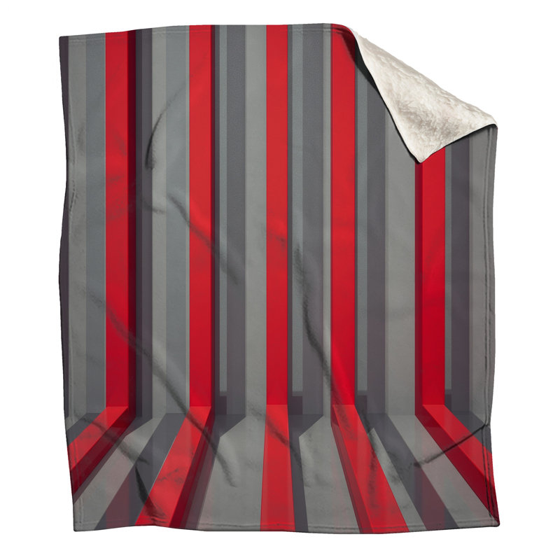 Couvertures à rayures verticales rouges et grises, L 50 po x H 60 po
