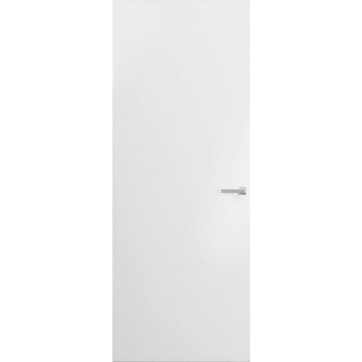 Invisible Solid Hidden Door with Handle Planum 0010 Primed with Silver Hidden Frame 24" x 80" Left-hand Inswing Silver Frame Concealed Hinges Lock Handle Modern Wardrobe Wood Frameless Doors