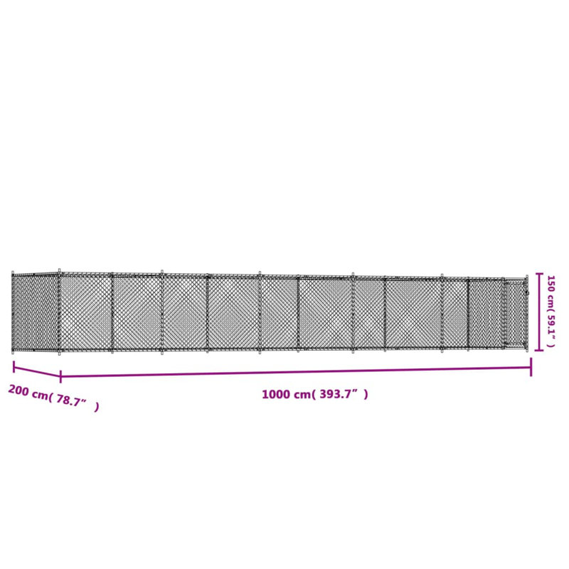Alejandra 150cm H Steel Yard Kennel, 150 H x 1000 W x 200 D cm