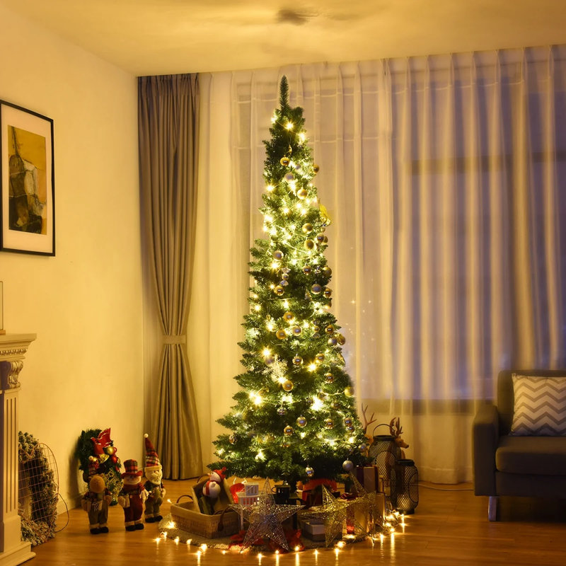 Pied de sapin de Noël artificiel 7 pi mince vert