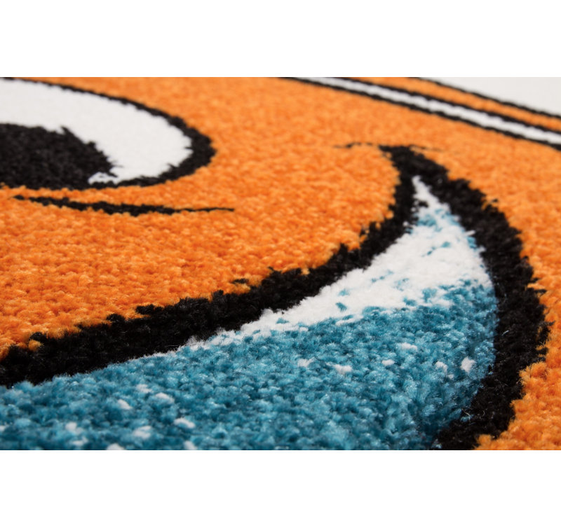 Tapis abstrait bleu / orange Howton, Rectangle 6 pi 3 po x 9 pi 3 po
