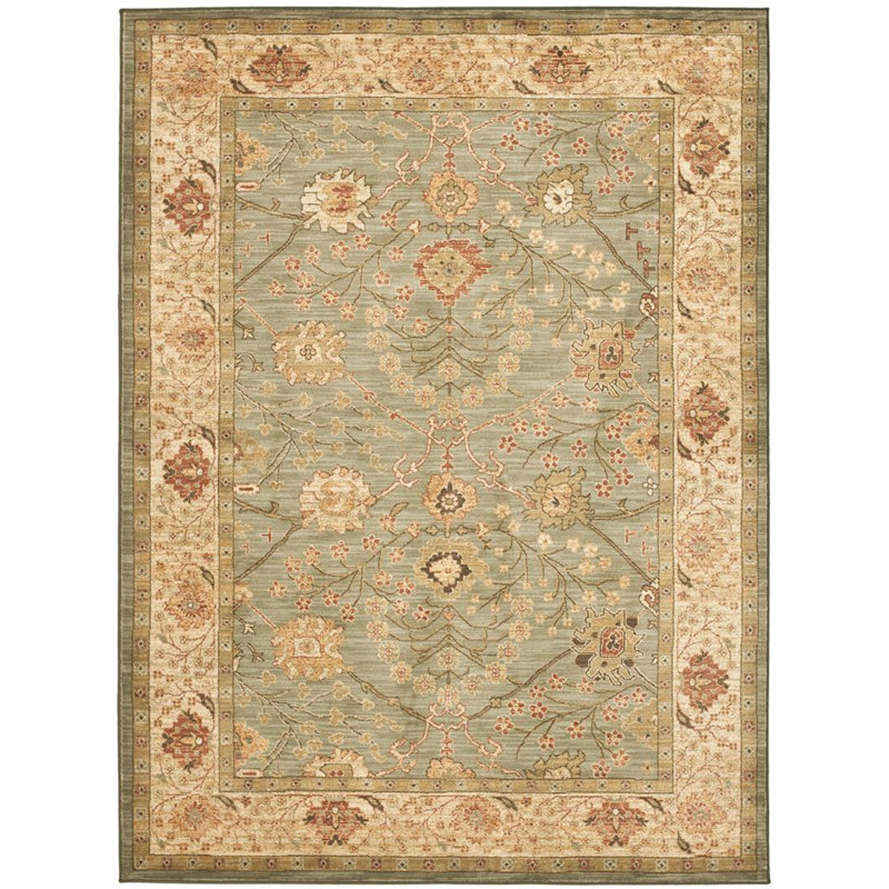 Tapis bleu / ivoire en polypropylène tissé à la machine Ralph Lauren Oushak, Rectangle 4' x 5'7"