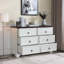 6 commodes pour la chambre à coucher - blanc avec espace de rangement généreux dans un plateau brun rustique spacieux et des rails coulissants en métal