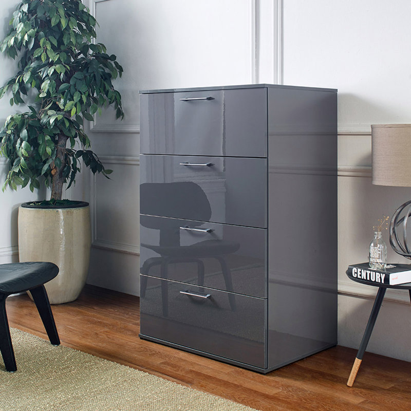 Commode géante à quatre tiroirs Bliss, Gris foncé