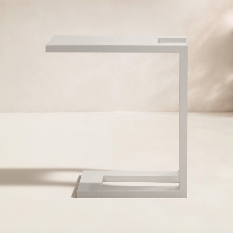 Table d'appoint en aluminium Marselia, Blanc