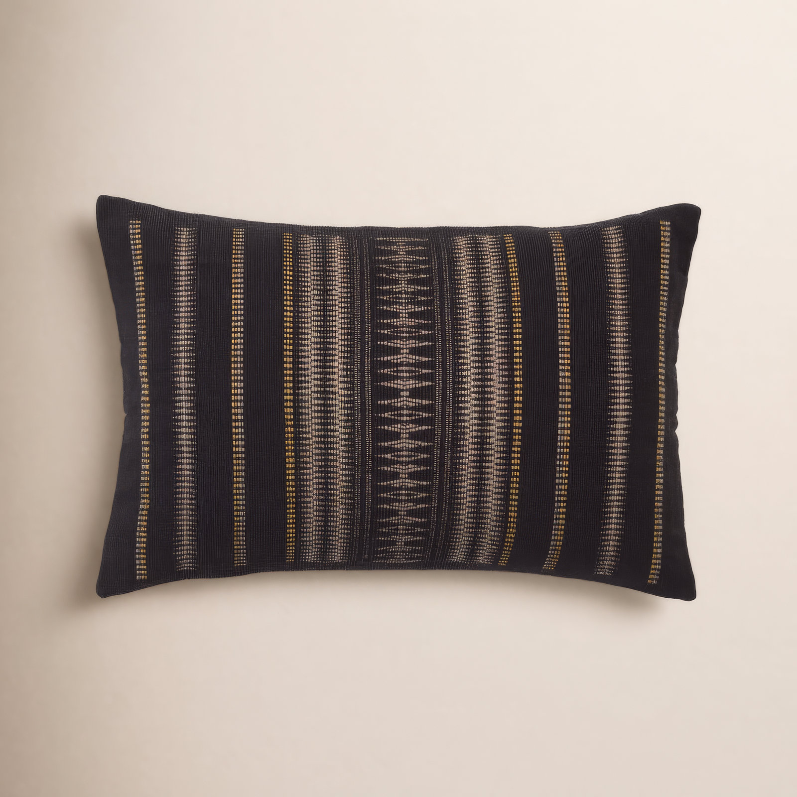 Taren Embroidered Cotton Lumbar Pillow Cover, Pillow Cover Only - No Insert, Striped 