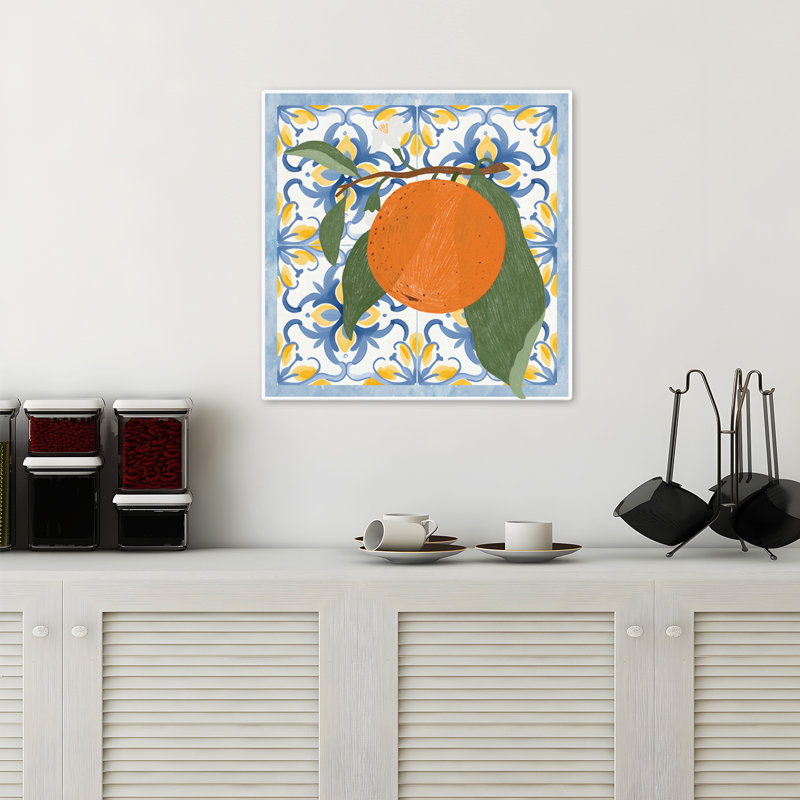 Tiles And Oranges Iii Contemporary Mediterranean Pattern Pattern Art, 18" H x 18" W