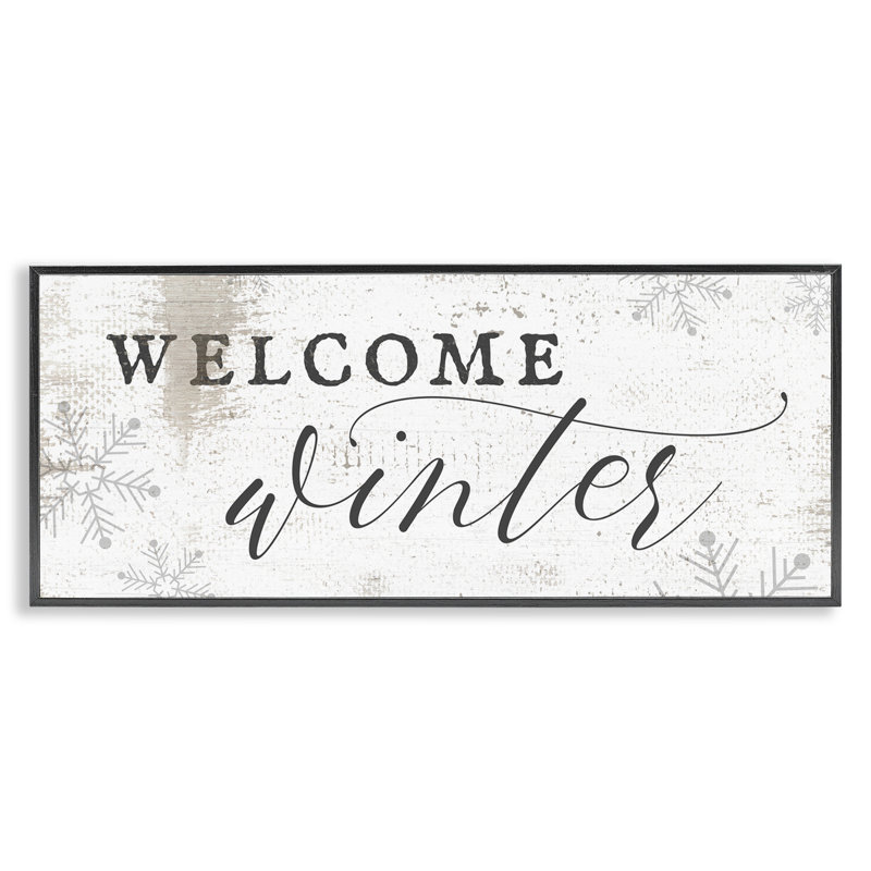 Motif de flocons de neige «Welcome Winter» par Daphne Polselli, Giclée encadrée noir minuit, H 10 po x l 24 po
