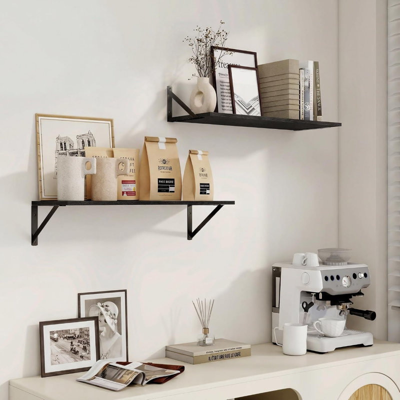 12.7 cm H x 60.93 cm W Floating Shelf Bookcase, Black