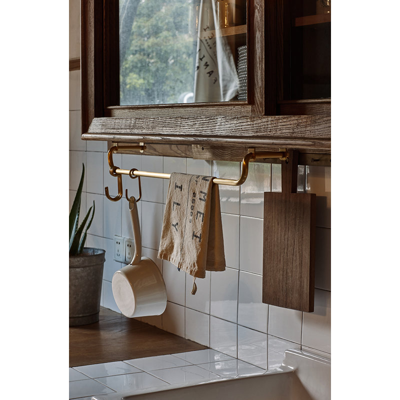 Rustic Solid Brass Kitchen Utensil Rail