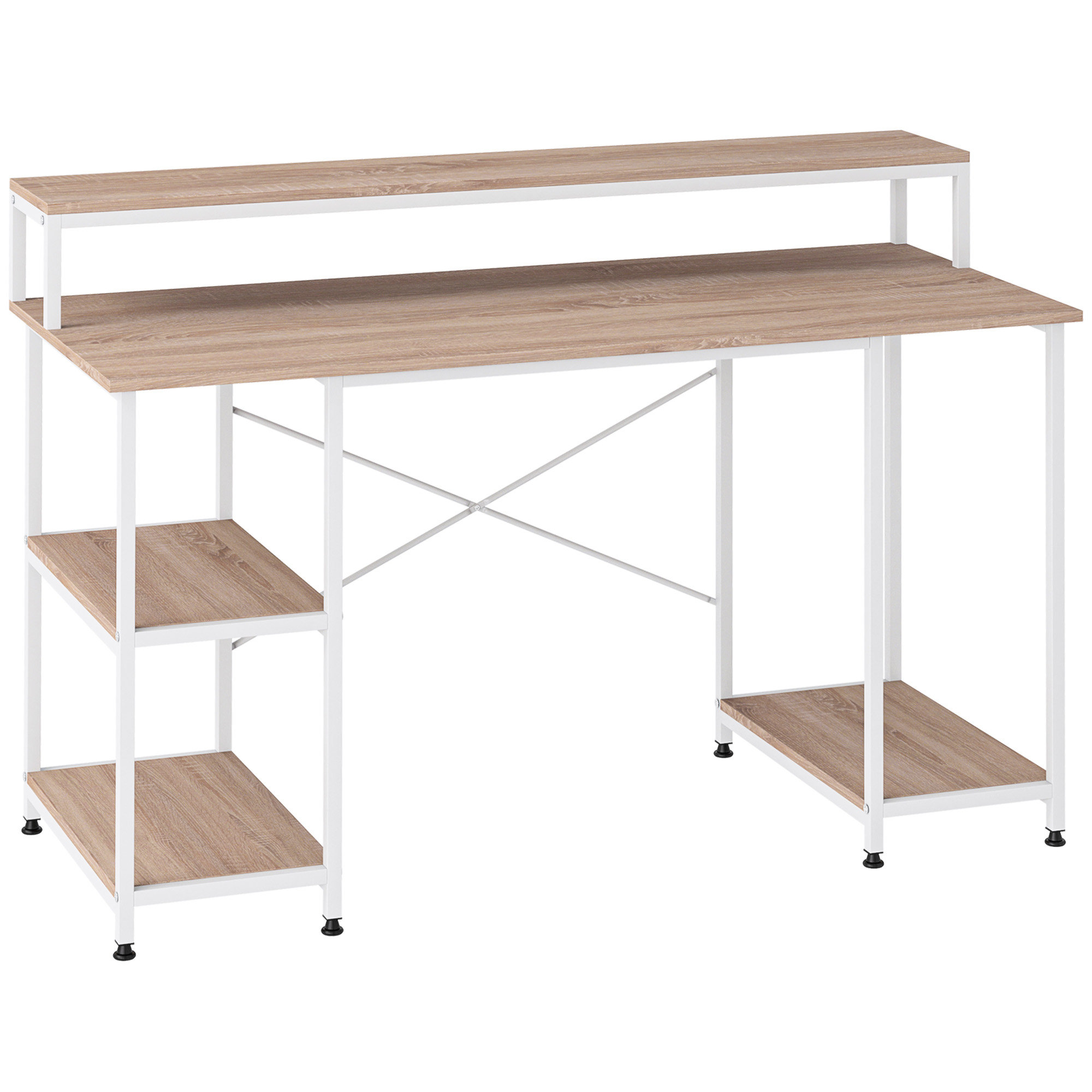 Computer Desk With Storage Shelves And 3 Drawers Modern Simple Desk Home Office Workstation Desk (47 Inch, White - View #3