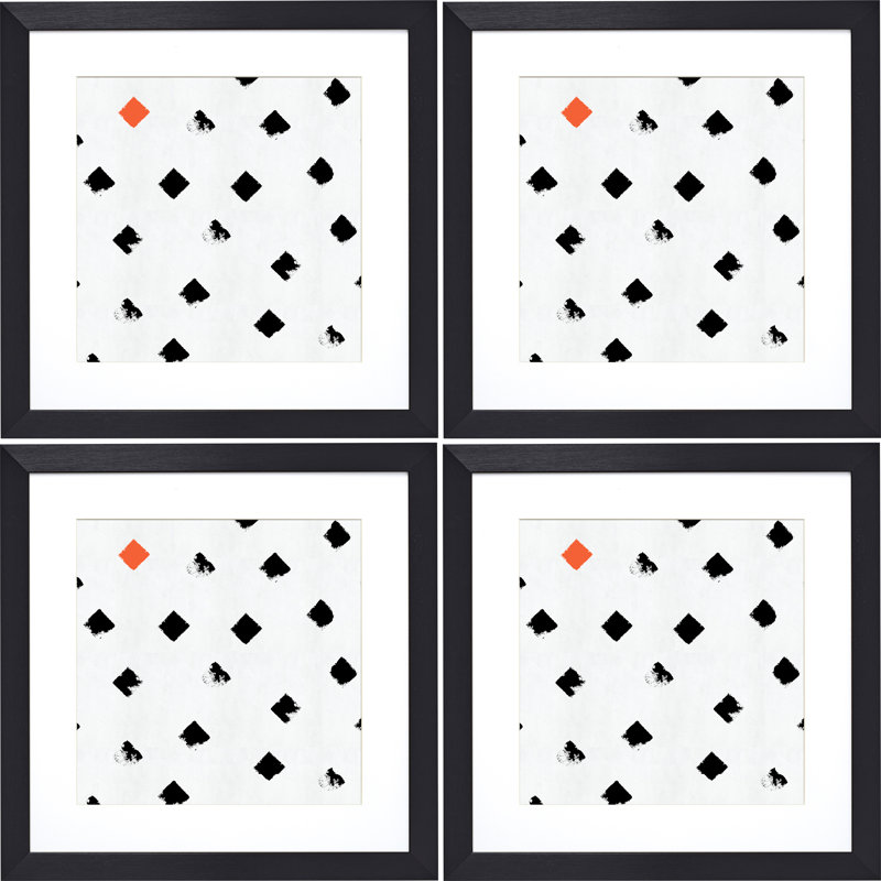 Ensemble de cadres muraux 4 pièces, Noir, 24 po x 24 po emmêlé à 20 po x 20 po